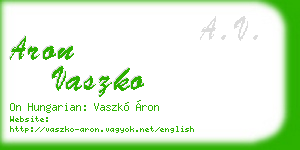 aron vaszko business card