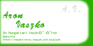 aron vaszko business card